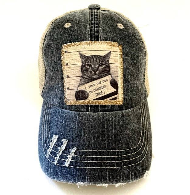 I SOLD THE DOG ON CRAIGSLIST TWICE DISTRESSED TRUCKER HAT