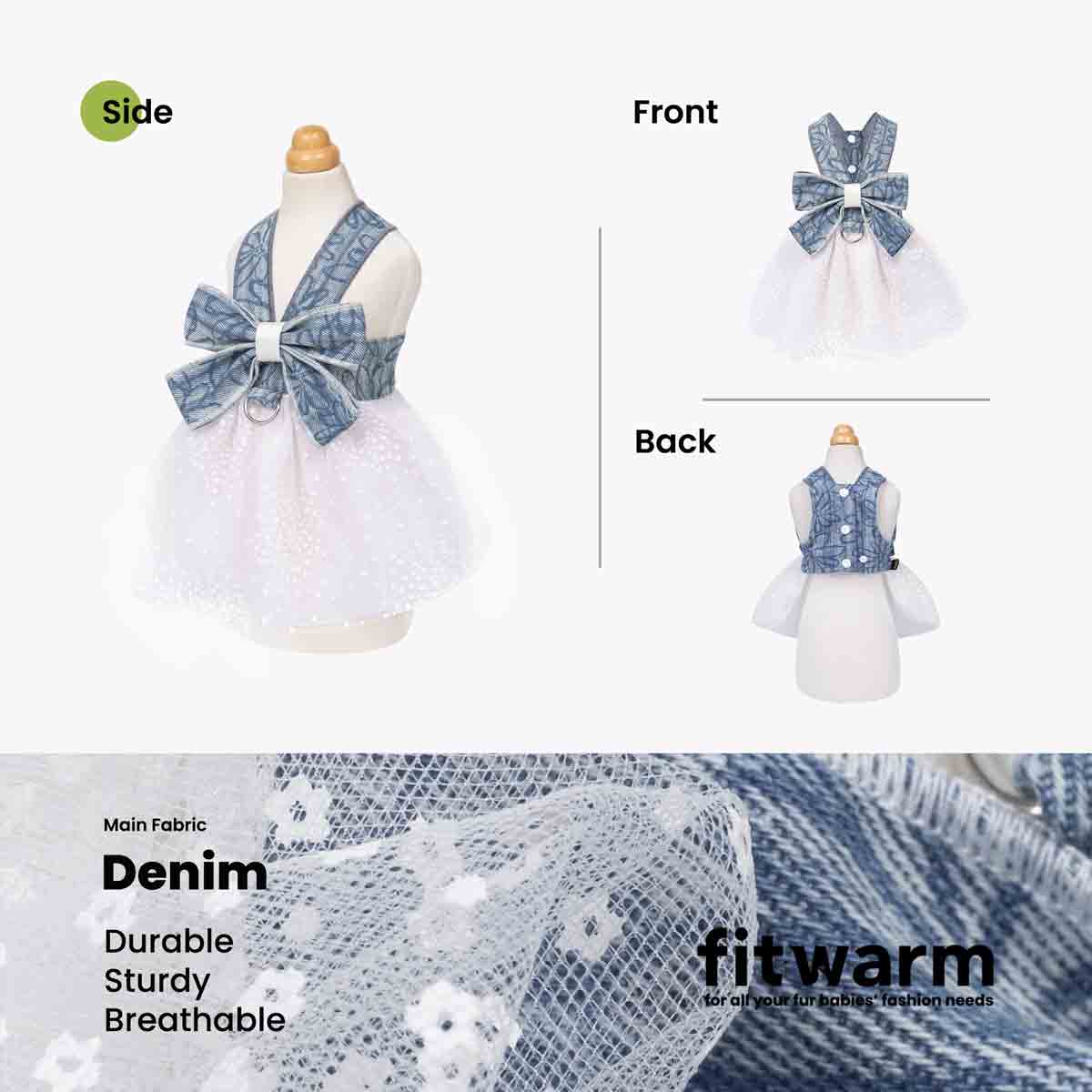 Summer Denim &amp; Tulle Dog Dress 🎀