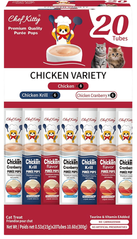Chef Kitty Purée Pops - Grain-Free Cat Treats 20 Pack
