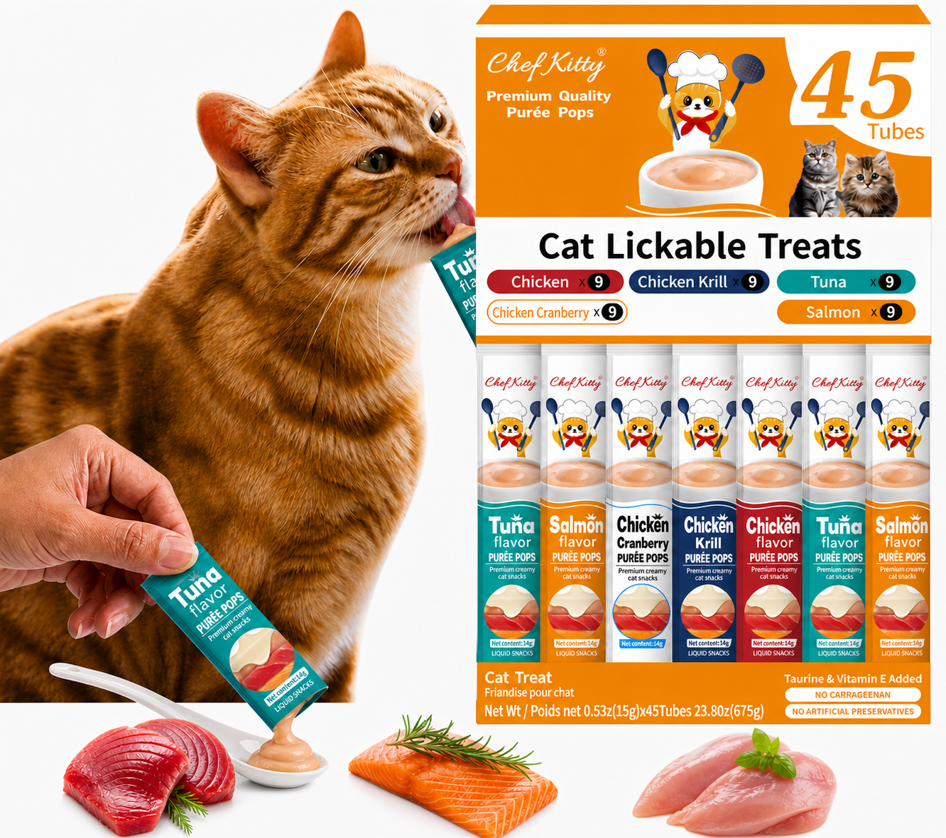 Chef Kitty Purée Pops - Grain-Free Cat Treats 20 Pack