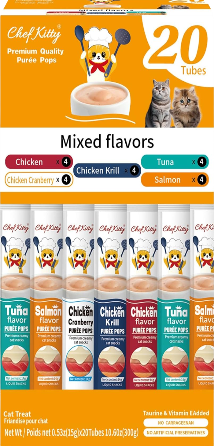 Chef Kitty Purée Pops - Grain-Free Cat Treats 20 Pack
