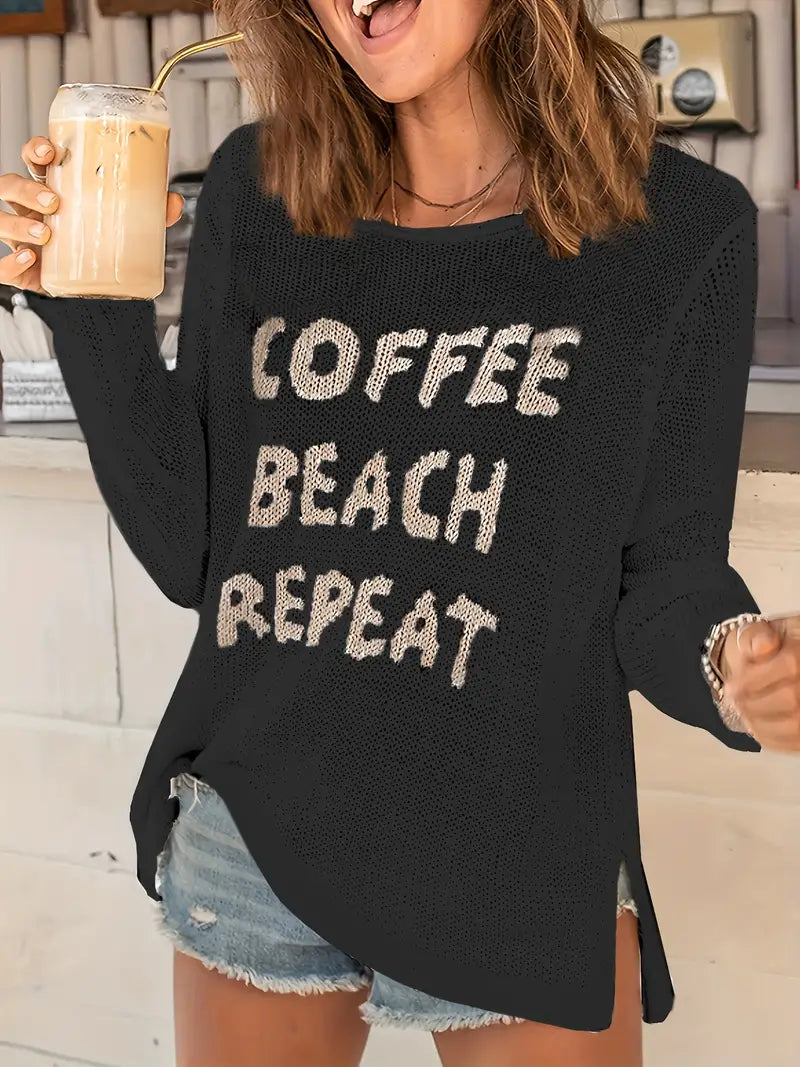 Coffee Beach Repeat Sweater (Black)