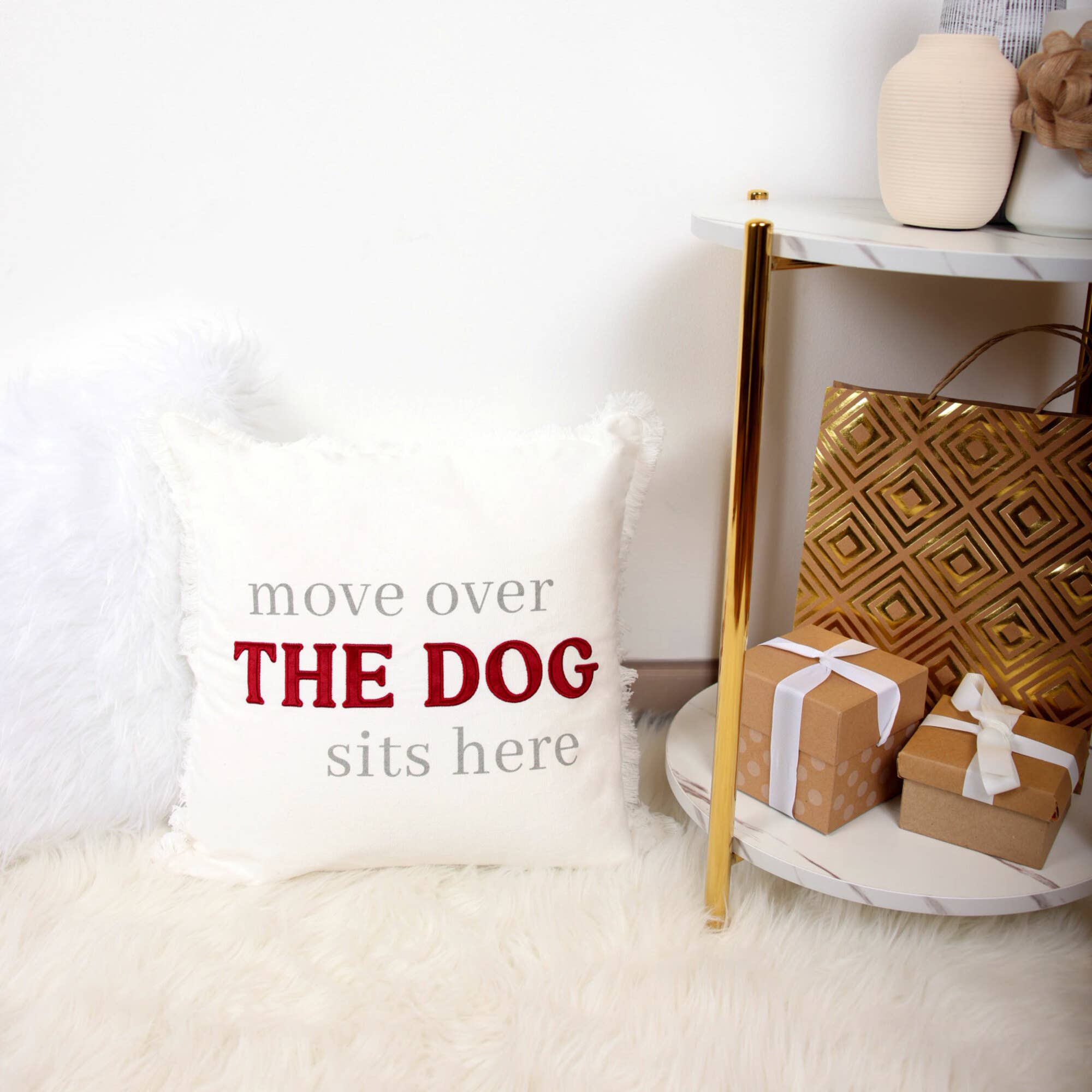 Dog Sits Throw Pillow Cover