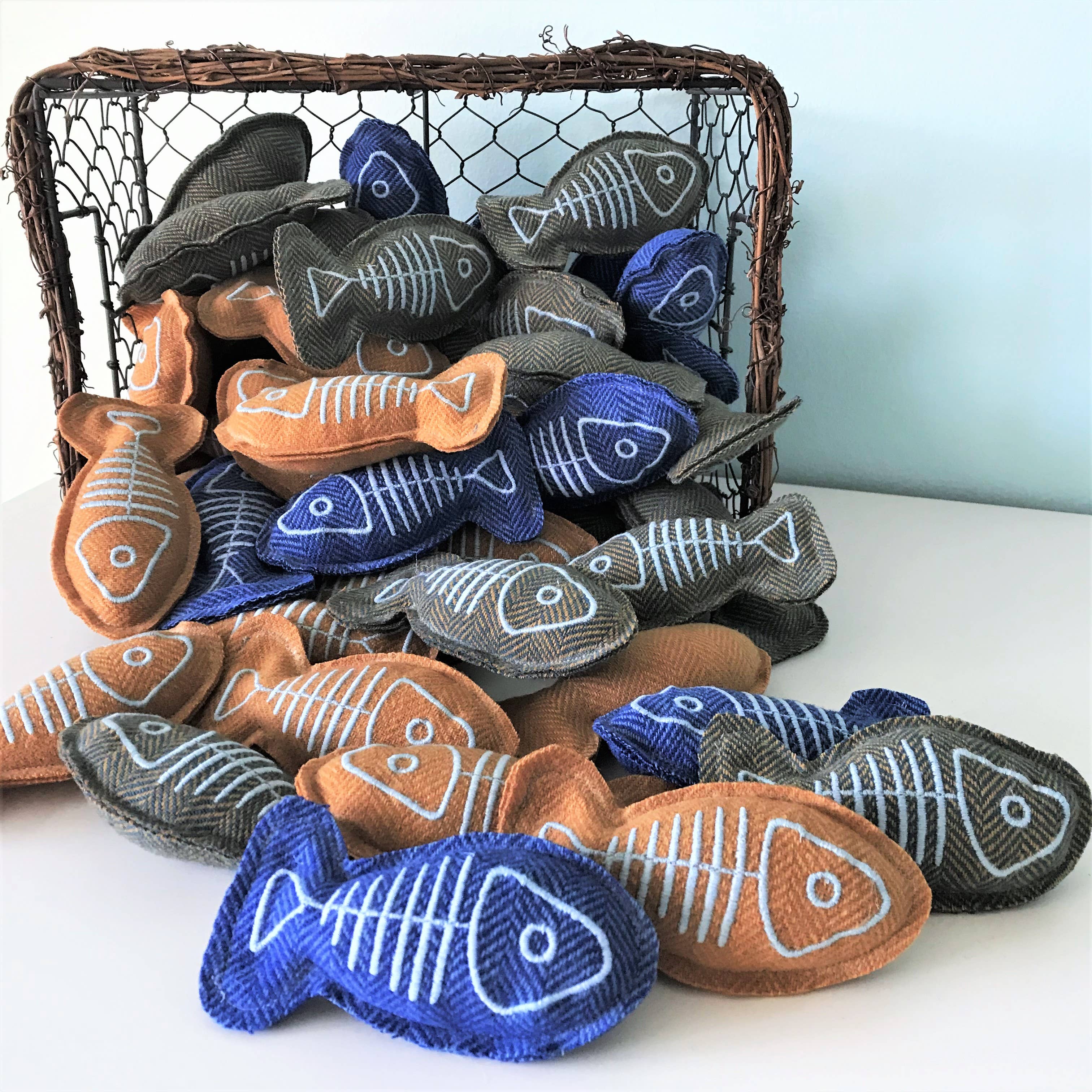 Blue and Gold Fish Catnip Toy (set of 3)