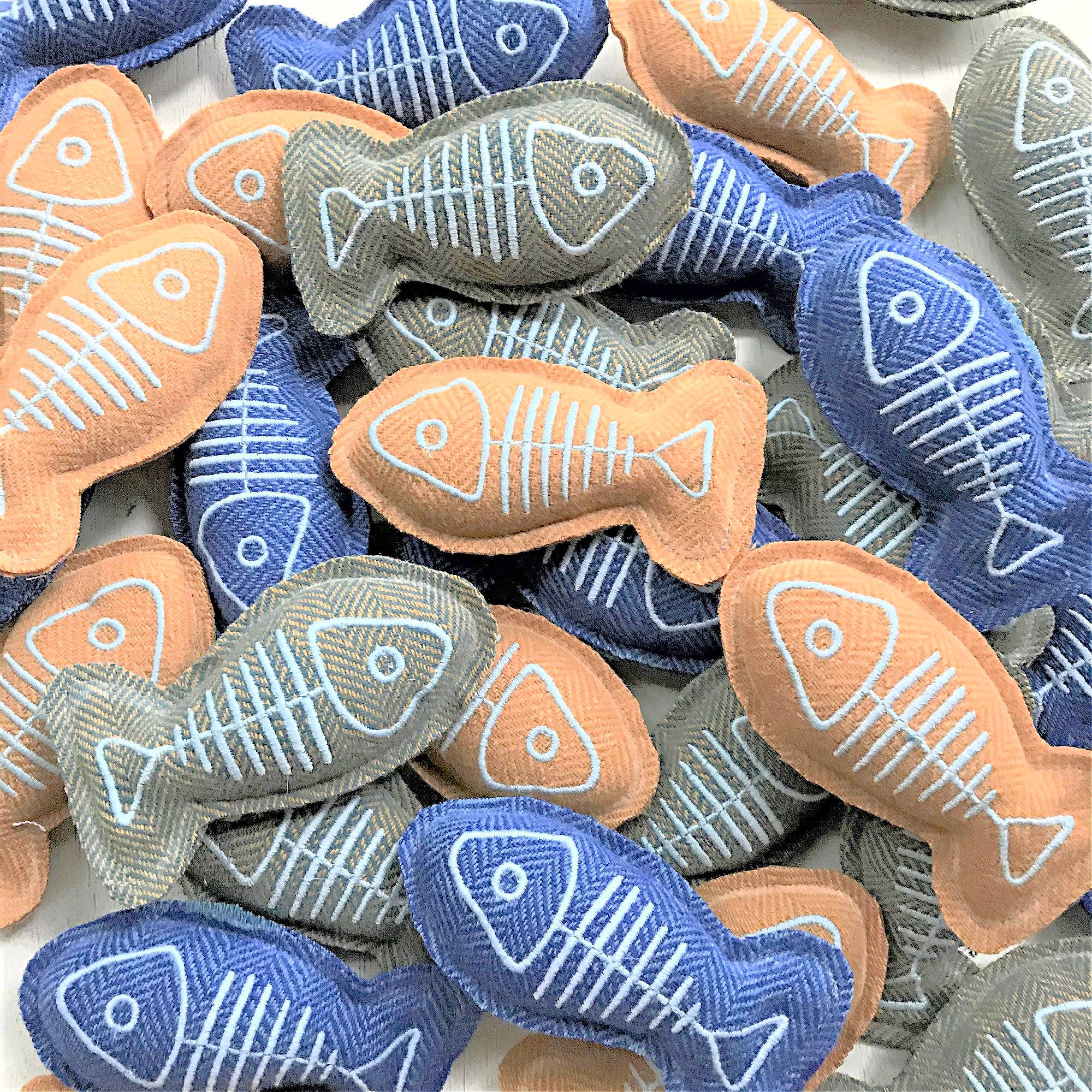 Blue and Gold Fish Catnip Toy (set of 3)