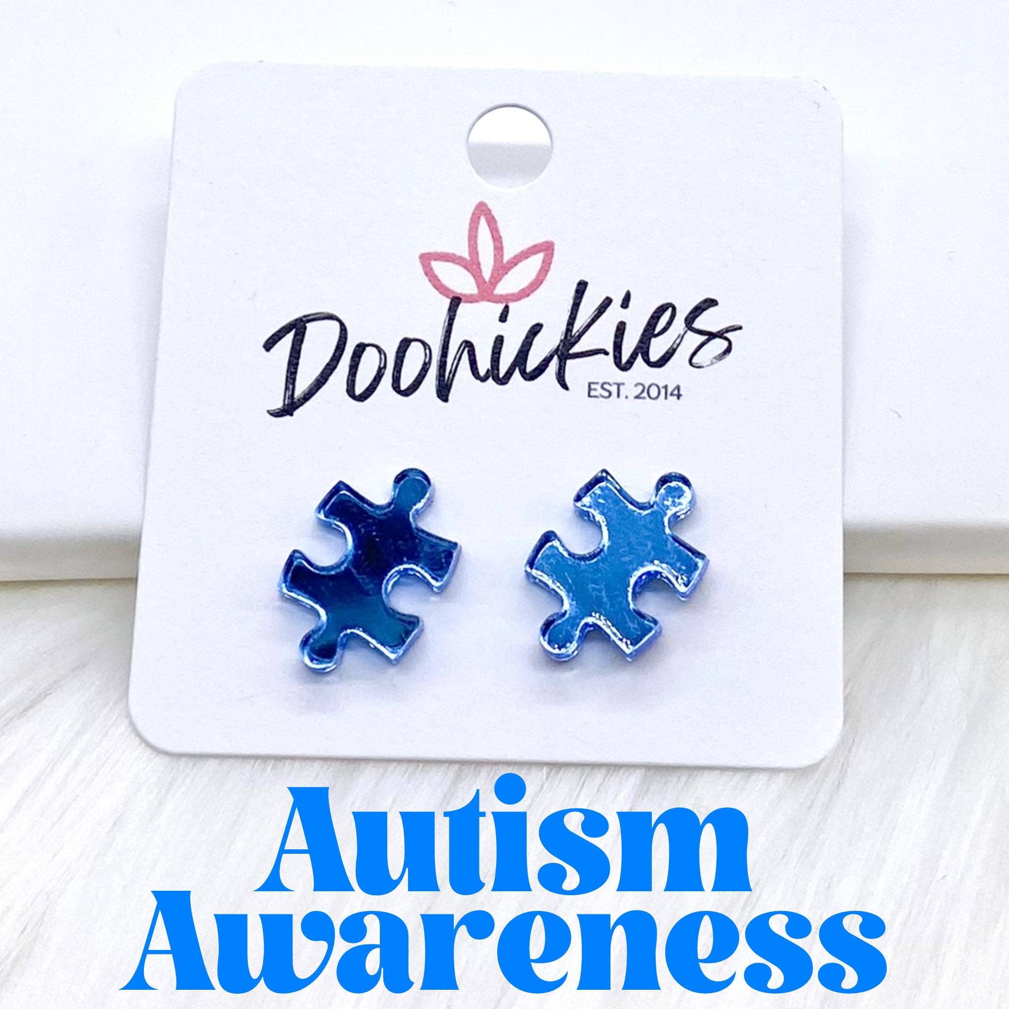 Mirror Acrylic Autism Awareness Puzzle Stud Earrings