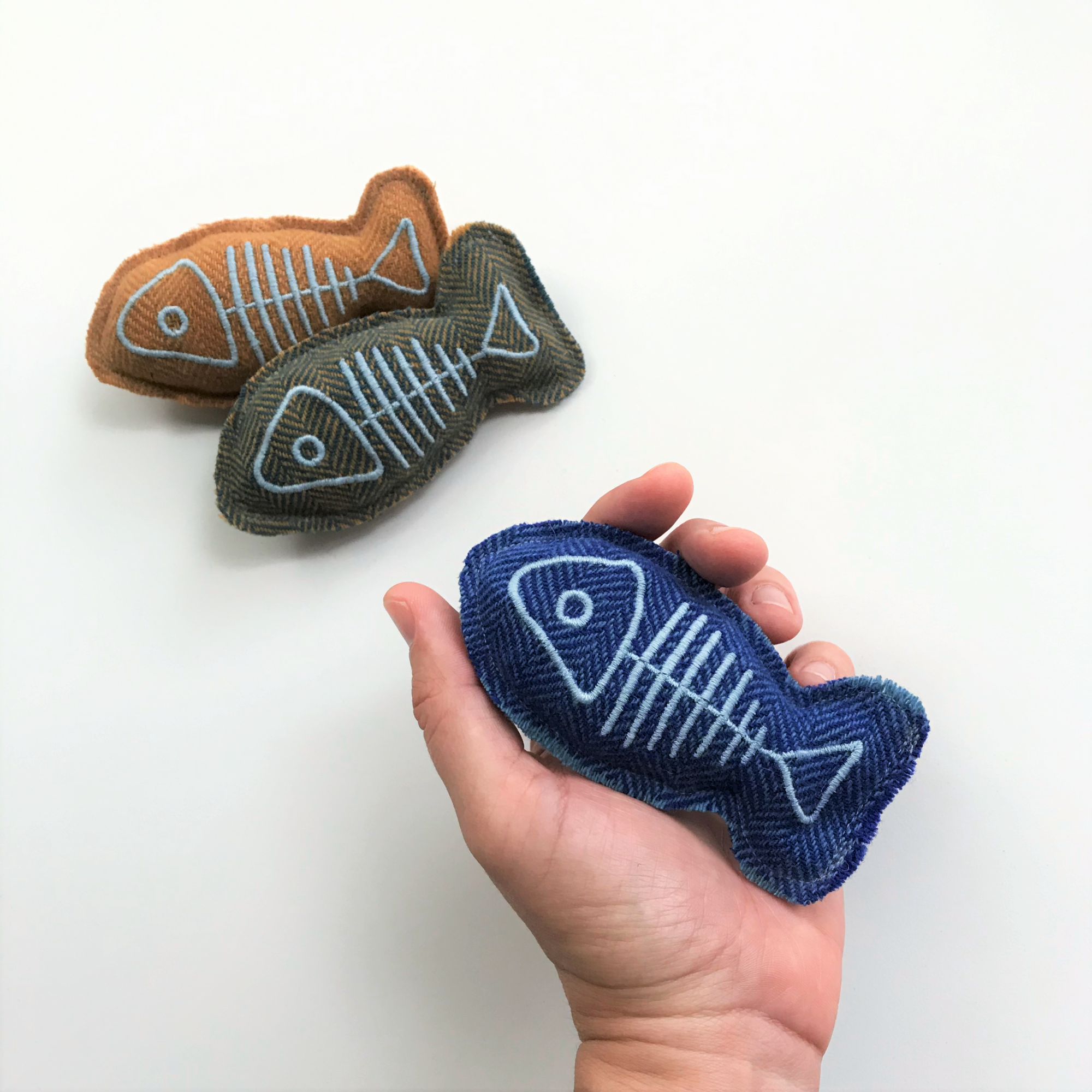 Blue and Gold Fish Catnip Toy (set of 3)